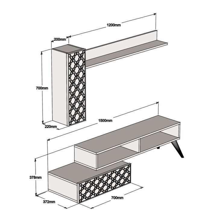 Hanah Home Planet Mueble de TV Nogal y Calcedonia Hanah Home Planet Mueble de TV Nogal y Calcedonia